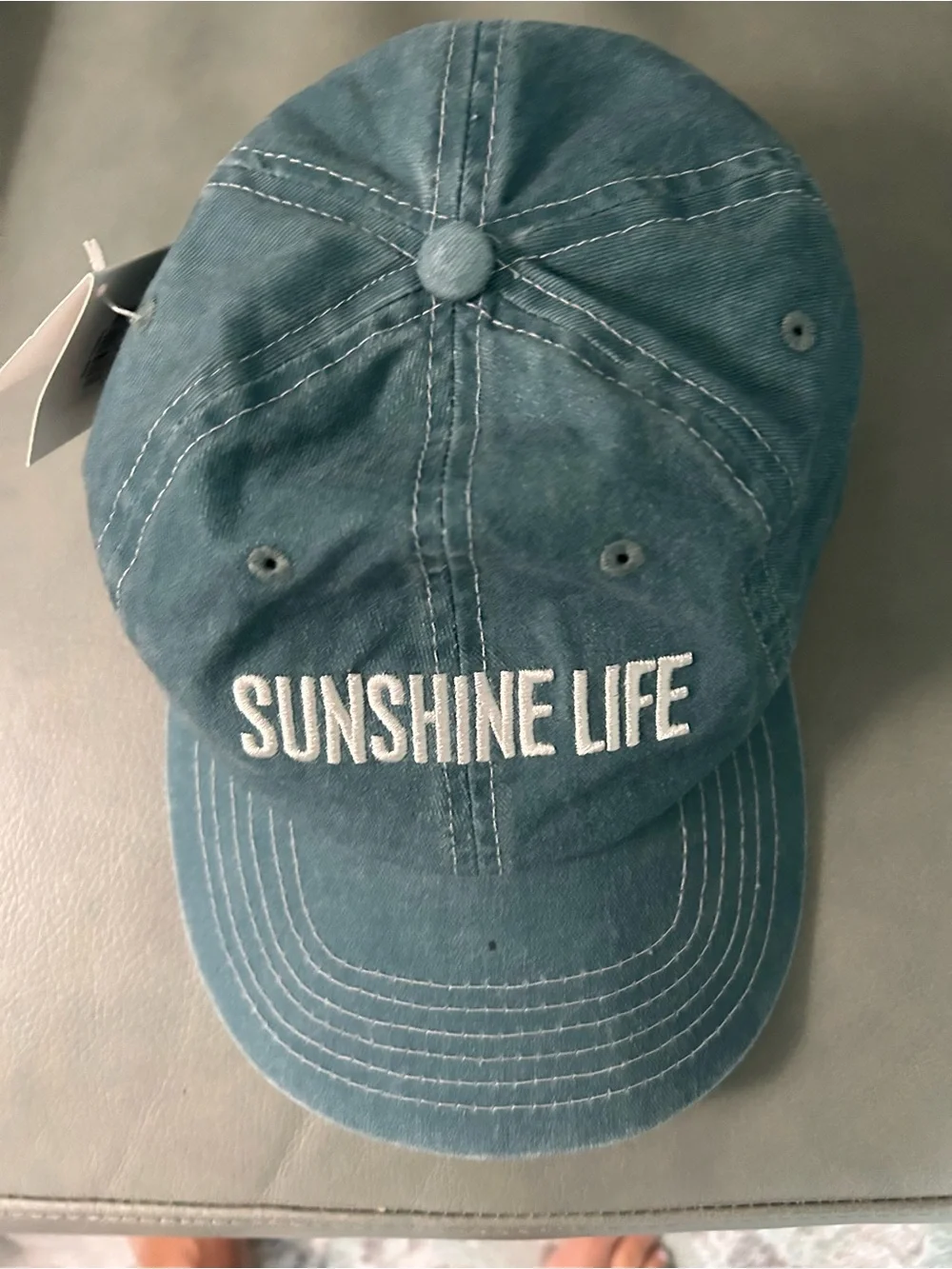 Primitives by Kathy Teal Baseball Cap with White Embroidery